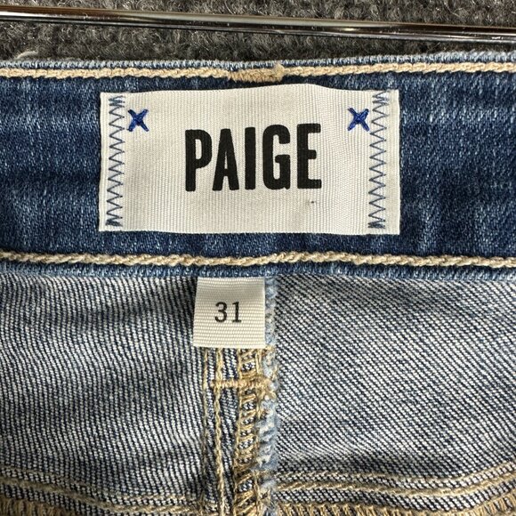 PAIGE Jeans Womens 31 Hoxton Ankle Cotton Stretch Medium Wash Raw Hems Pockets - Picture 6 of 11